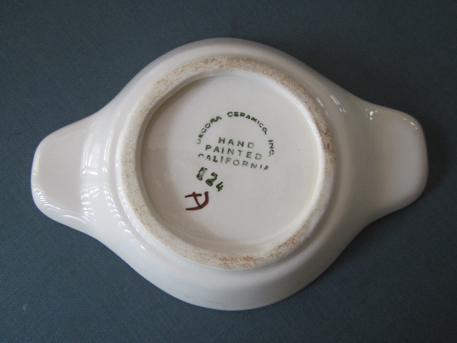 Vintage California Pottery Hand Painted Olive dish Decora