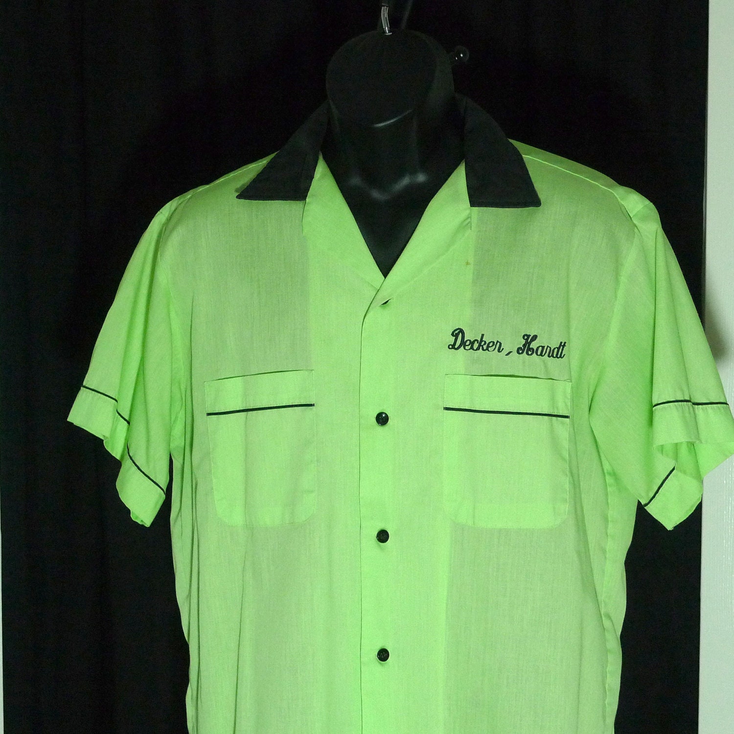 Hilton Bowling Shirt Vintage Lime Green Shirt Personalized