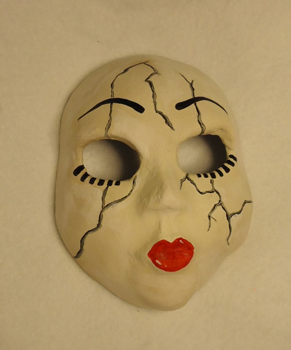 creepy baby doll mask paper mache clay Halloween costume