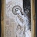 large mixed media painting. abstract modern icon. 36"x48". our lady of no fears.