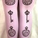 Pocket-Watch & Keys Printed Tights Plus Size Extra Large Black on Lavender Lilac Pastel Purple Womens Victorian Gothic Lolita Steampunk