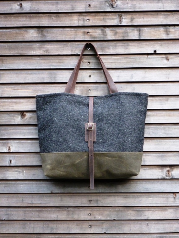 Waxed Canvas Bag Leather Handles