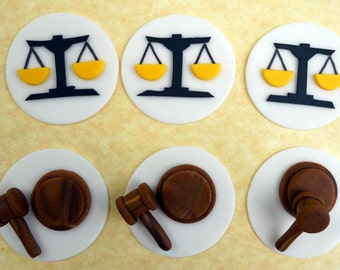 12 LAWYER or JUDGE cupcake toppers.