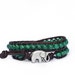 the lucky elephant leather wrap bracelet - Emerald Tone Natural Stone with GOOD LUCK ELEPHANT