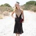 VTG 1920s 1930s Silk Velvet Party Dress w/ Hand Made Lace XS