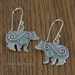 Silver Bear Earrings with Spirals and Green Aventurine