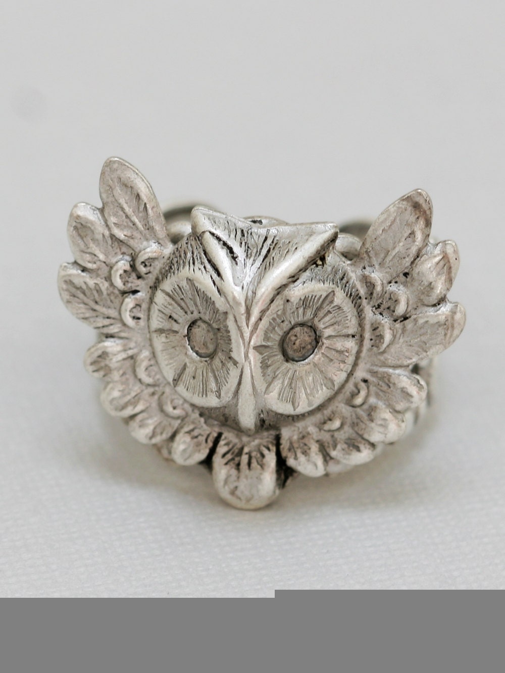 Steampunk Owl Ring, Silver Ring, Adjustable Metal Band, Vintage Inspired Ring