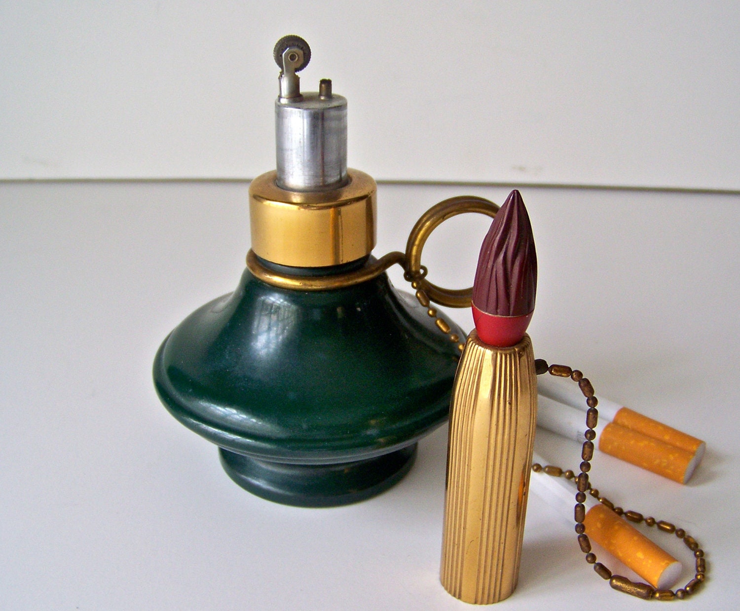 Vintage Cigarette Lighter Brass Candle Stick 1940s
