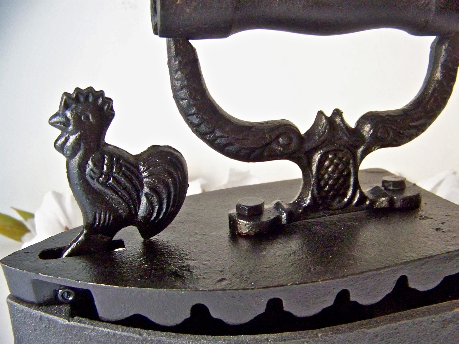 Antique Coal Clothes Iron Rooster Latch