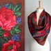 Large Brown Red & Blue Floral Scarf
