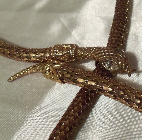 Gold Snake Belt Vintage 1970s clear gemstone by HopscotchCouture