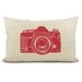 Camera photo pillow case - Vintage camera pillow cover in red and natural - Industrial decor - Camera print - Photographer gift