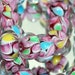 SALE 3 Handmade Lampwork Rondelle Glass Beads - Pink, Raspberry, Green, Blue, Yellow