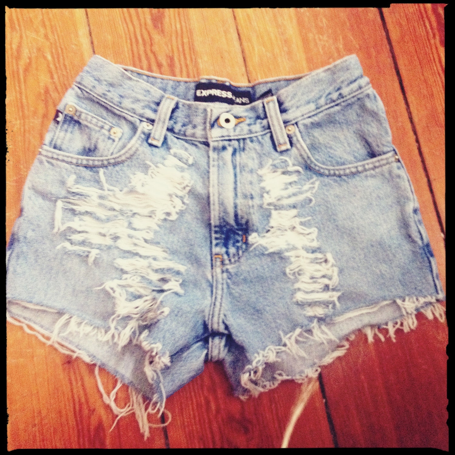 High Waisted Hipster Shorts: Size 25 Distressed Ripped
