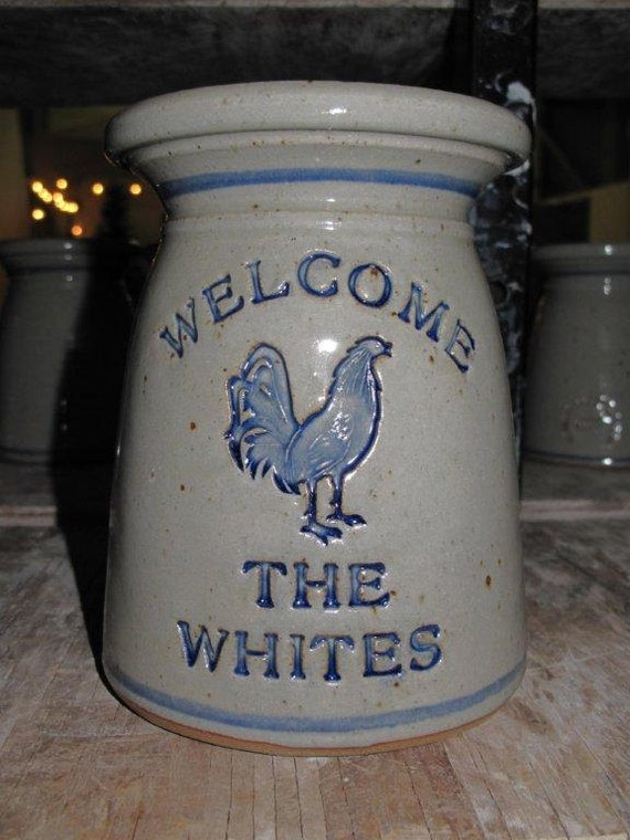 Items similar to Personalized Stoneware Utensil Crock on Etsy
