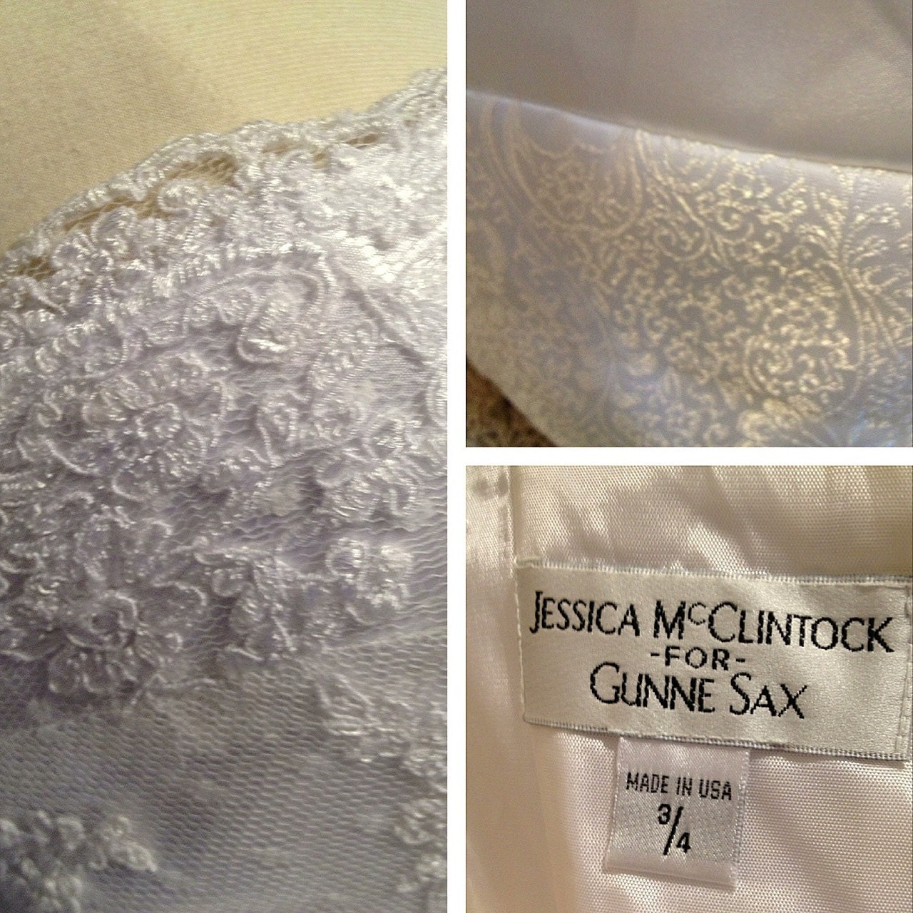 Vintage Jessica McClintock Strapless Wedding Dress XS