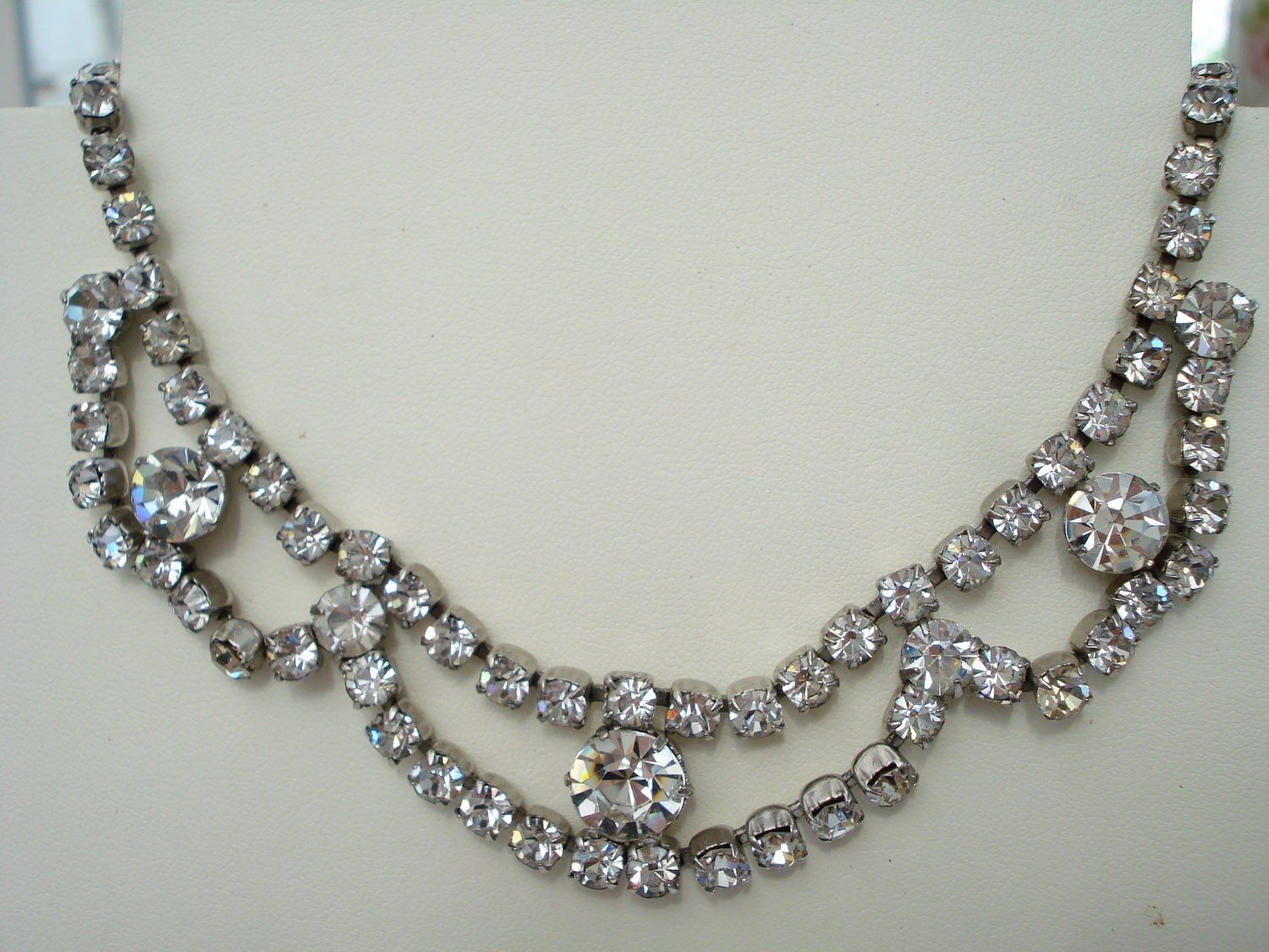 Vintage Rhinestone Necklace 1940's 1950's by jemimajay on Etsy