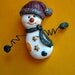 Christmas Snow Man Brooch, Celluloid, Multicolor, In Mint Condition