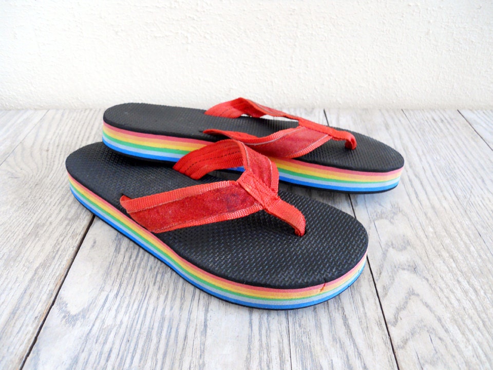 flip flops with rainbow straps