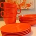 Vintage Bright Orange BOONTON USA Melmac Lot of 12 Pieces Great Color