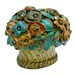 RESERVED for BW: Antique Iron Doorstop - Flower Basket - Red Blue Gold