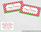 Personalized Happy Holidays Favor Treat Bag Toppers - Printable Digital File Download - Christmas Il_170x135