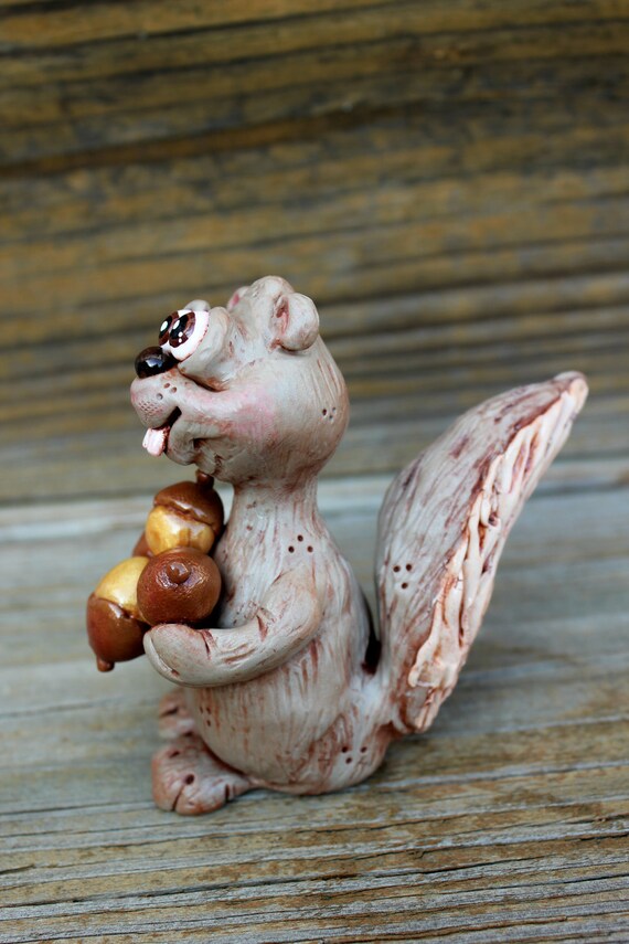 Squirrel Polymer Clay Sculpture