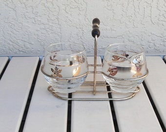 Vintage LIBBEY Creamer And Sugar Bowl Set On A Stand.