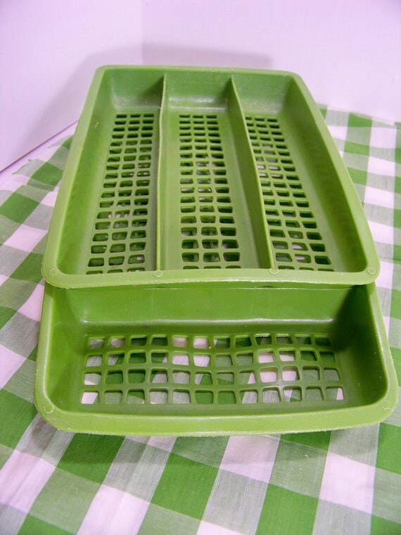 Vintage Two Tier Utensil Tray Silverware Sorter Drawer Insert