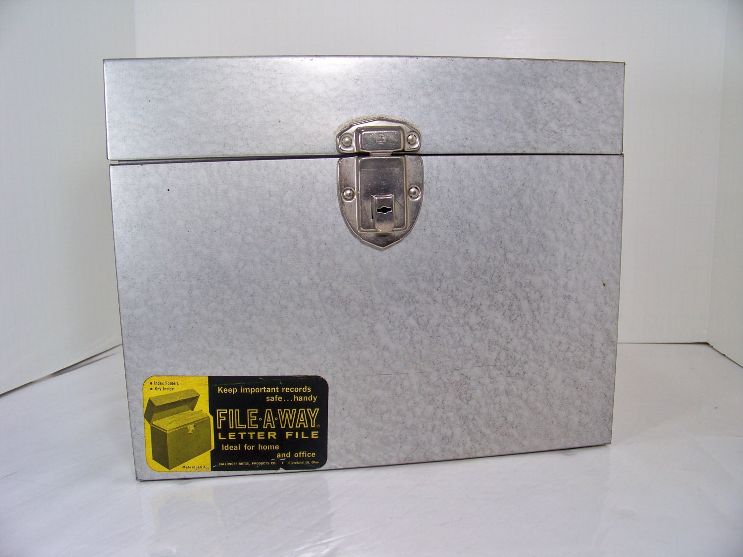 Vintage File A Way Metal File Box Portable File Keeper with