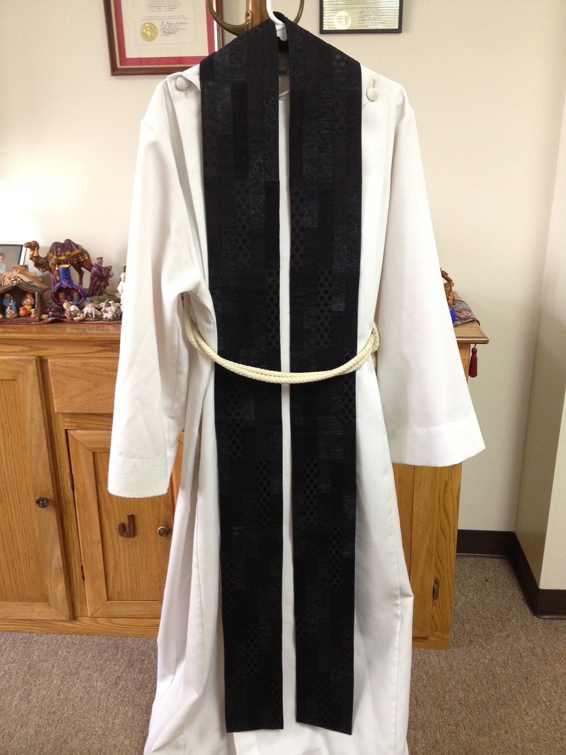 Black/Good Friday Clergy Stole by SageTextiles on Etsy