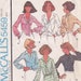 Set of blouses with Alphabet transfer sewing pattern uncut size 8 Bust 31 1/2 from 1977 McCalls 5459