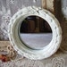 French Country Cottage Mirror, round, painted, creamy white, distressed