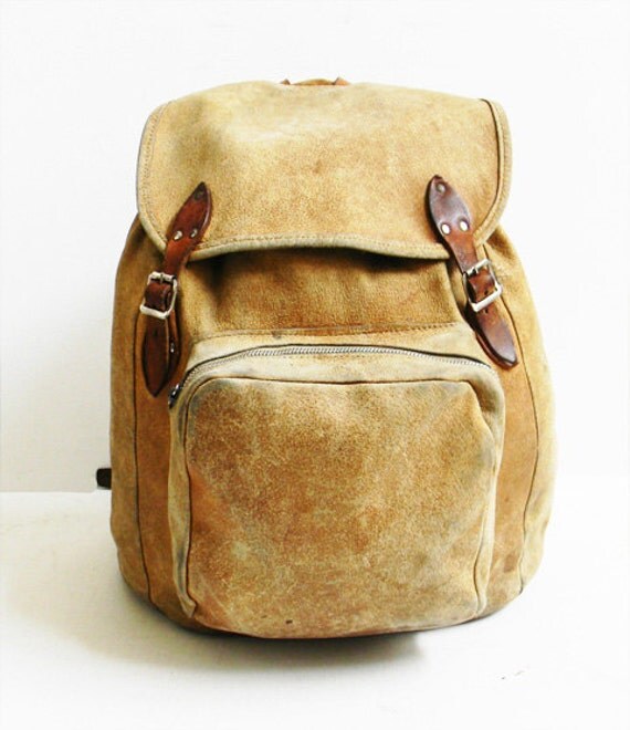 Vintage 1940s Leather Metal Frame Backpack Rucksack