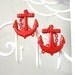 Anchor Earrings Nautical Rockabilly Pin Up Earrings Red