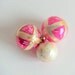 Handpainted Hot Pink Glass Christmas Ornaments, Set of Three (3)