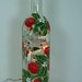 Hand Painted Wine Bottle Light with Strawberries, Red, White and Green Decor, Accent Light