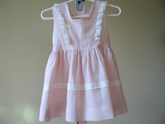 Vintage Toddlers Handmade Pink Batiste Sun Dress by ShurleyShirley