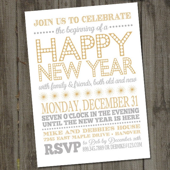 Items similar to New Years Invitation Printable 2018, New Years