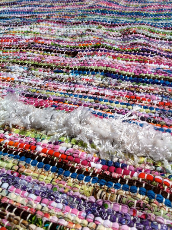Handwoven Pastel Bright Rag Rug