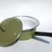Avocado Green Enamelware Saucepan with Lid Enamel Cookware Pot Made in Italy One Quart Capacity
