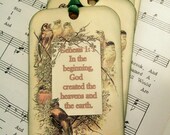 Gift Tags Genesis 1 In the Beginning, God Created... Set of 6 Scripture Bird Tags