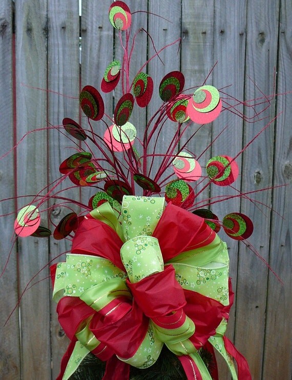 Items similar to Christmas Tree Topper Double Sided Tree Top Bow and