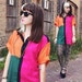Oversized KLOZ Color Blocked Button Up Blouse (New With Tags) - Size S-M-L