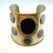 Vintage Tribal Handmade Large Silver Cuff Bracelet Black Gold Silver 1970s Jewelry India Boho