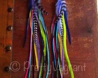 Long Feather Earrings Color Lover Dangle Colorful Feather Extension Earings Bright Feather Jewelry Sale