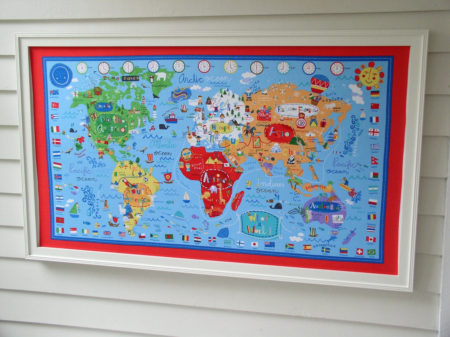 World Map BULLETIN BOARD Kids Magnetic Memo By