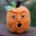 Jack O Lantern Needle Felted Wool Pumpkin Face 5" Orange Fall Felt with a Face Halloween Thanksgiving OOAK