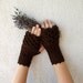 Women Fingerless gloves, crochet crocodile stitch mittens, cute arm warmers, brown, autumn accessory.