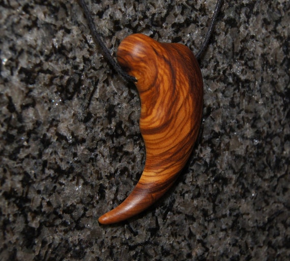 Olive Wood necklace wood jewelry claw